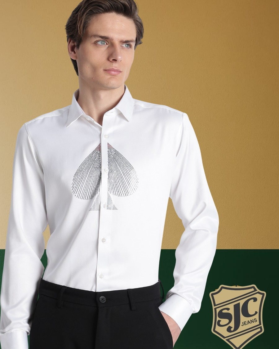 A white formal shirt from the Shree Jee Collection shirting line