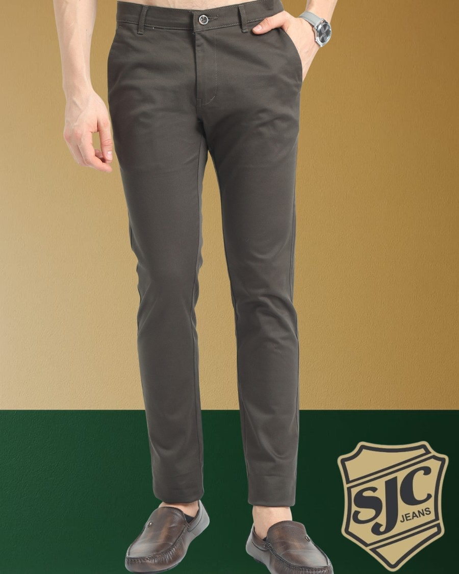 Grey flat-front trousers from the Shree Jee Collection trouser line